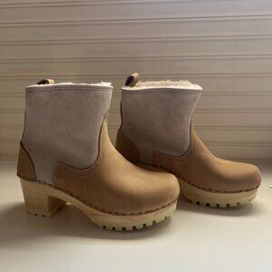 No. 6 Beige and Light Brown Heeled Boots